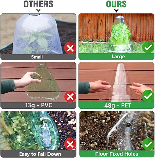 【30 Pieces】 Garden Cloches for Plants, Large Plant Covers Plant Protectors Clear Bell Jar Cloches to Protect Plants from Birds, Slugs, Frost, Freeze Weather, 10.6" D x 9.5" H, Transparent (30PCS(Big))