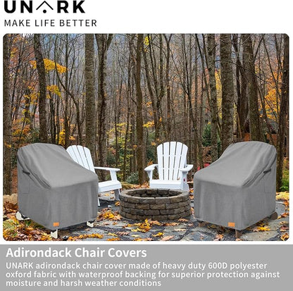 Outdoor Adirondack Chair Covers 28W x 32D x 35H Inches, Patio Furniture Covers Waterproof Heavy Duty Outdoor Swivel Chair Cover,Gery