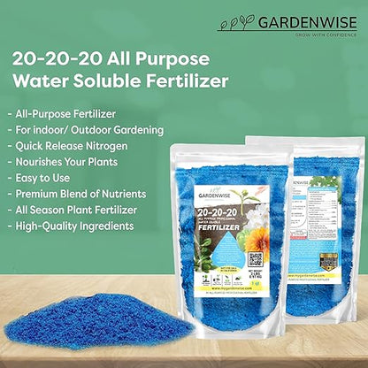 20-20-20 Water-Soluble Fertilizer – Powder for Liquid Plant Food for Indoor & Outdoor Plants, Orchids, Vegetables, Lawns, Flowers – 20 20 20 Fertilizer (20 QUARTS)