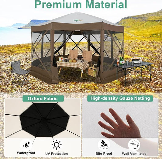 COBIZI 15x15ft Extra Large Pop-Up Gazebo Canopy Tent with Mosquito Netting, Spacious Easy Set-Up Screened Shelter, Durable Outdoor Pavilion with Ground Stakes, Perfect for Patio, Backyard, and Lawn