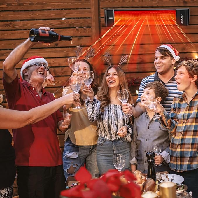 ROVSUN 1500W Outdoor Electric Heater, Patio Wall Mounted Heater with 12H Timer, 3 Adjustable Modes, 3s Instant Heating for Indoor Outdoor Backyard Garage (1 Set)