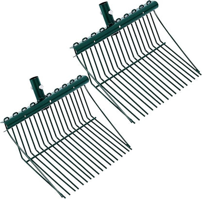 Tandefio 2 Pack Pitchfork Replacement Head Metal Horse Manure Rake Gardening Pitch Fork with Angled Tines for Horse Stall Poop Picking up(Green)