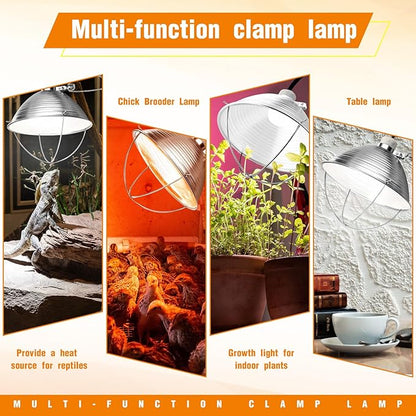 Macarrie 12 Pack 10.5 Inch Clamp Lamp Light with Aluminum Reflector, 6ft SPT-2 18awg Cord and Adjustable Stand Fixture E26 Socket, up to 150 Watt, with Bulb Guard