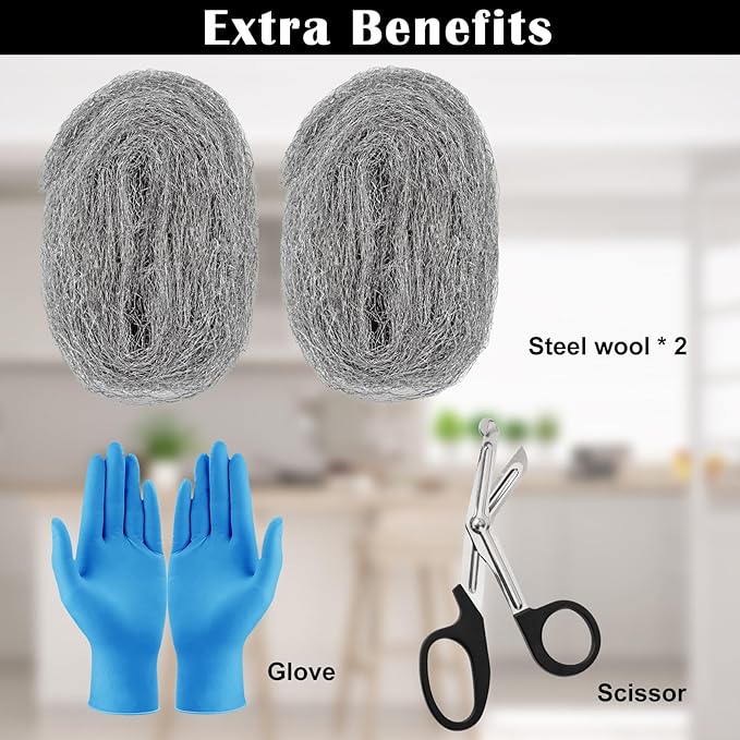 2 Pack Steel Wool Mice Control, 4"*21’ Mouse Traps Fill Fabric DIY Kit, Hardware Cloth Gap Blocker Mouse Rat Rodent Control for Holes, Wall Cracks, Vents(2 Rolls)