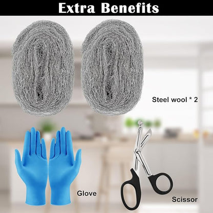 2 Pack Steel Wool Mice Control, 4"*21’ Mouse Traps Fill Fabric DIY Kit, Hardware Cloth Gap Blocker Mouse Rat Rodent Control for Holes, Wall Cracks, Vents(2 Rolls)