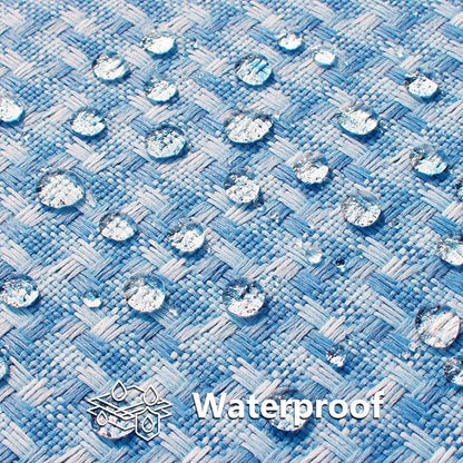 Kevin Textile Outdoor Waterproof Throw Pillow Covers Pack of 2 Weaving Texture Water Resistant Outside Decorative Cushion Covers for Garden Patio Tent Balcony Bench Couch Sofa 18x18 Inch, Light Blue