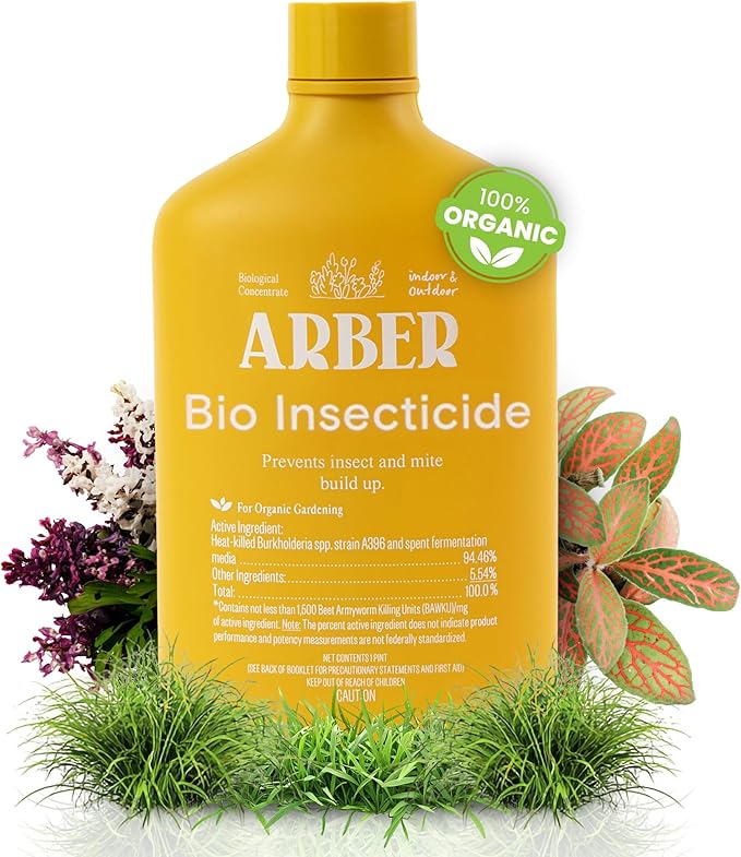Organic Insecticide Liquid Concentrate – Natural Plant Insect Spray for Indoor & Outdoor Use, Fungus Gnat, Aphid & Spider Mite Control – Houseplant & Garden Insect Killer