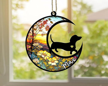 Personalized Dog Memorial, Custom Name Dachshund Dog Christmas Ornament with Name, Custom Breeds, Pet Loss Light Catcher, Gifts for Lovers Loss of Pet Sympathy on Mothers Day Christmas
