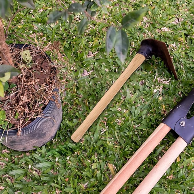 Kisangel Wooden Hoe Handle Replacement 14.56 Inch Comfortable Grip Durable Hand Tool Handle for Garden Hoe and Lawn Care
