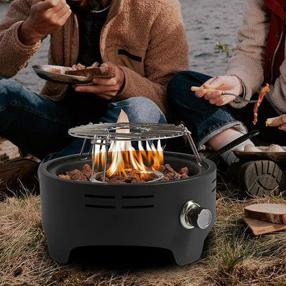 15" Portable Propane Tabletop Fire Pit, 40000 BTU Outdoor Gas Fire Bowl with Lid & Lava Rocks, Compact Steel Patio Heater for Camping, Balcony, Garden, Backyard, Easy Ignition & Adjustable Flame