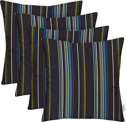 RSH DECOR: Sunbrella Square Throw Pillows Set of 4 | 17" x 17" | Water and Fade-Resistant Performance Fabric | Outdoor Pillow Covers with Down-Alternative Inserts | Stanton Lagoon