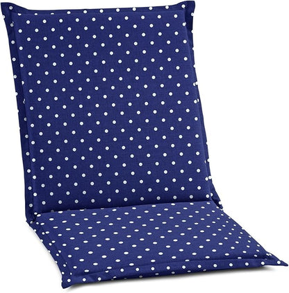BrylaneHome Hinged Back & Seat Cushion - 21.5" H Seat Back - Patio & Outdoor - Water, Stain & Fade Resistant - Evening Blue Dot
