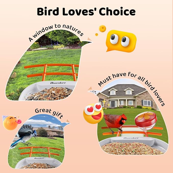 Smart Bird Feeder with Camera - 2K HD Live View & Auto Capture, AI Bird Identification, Solar Powered with 64GB SD Card, Real-Time Alerts, 5 DIY Accessories for Birds Lovers