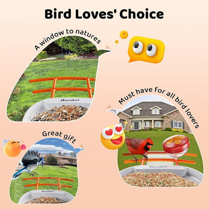 Smart Bird Feeder with Camera - 2K HD Live View & Auto Capture, AI Bird Identification, Solar Powered with 64GB SD Card, Real-Time Alerts, 5 DIY Accessories for Birds Lovers