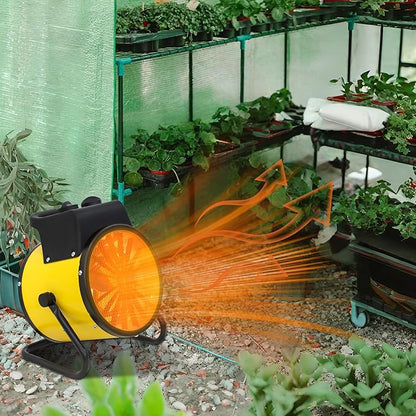Portable Greenhouse Heater with Digital Thermostat, Overheat Protection, 1500W Radiant Electric Heater for Indoor & Outdoor Use, Garage, Grow Tent, RV, IPX4 Water Resistant, 1 Pack, Yellow