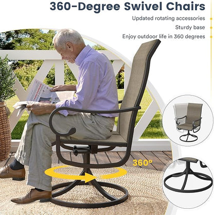 VICLLAX Swivel Patio Chairs Set of 6, 360-degree All-Weather Outdoor Swivel Chairs for Lawn Garden, Patio Dining Chairs, Black Metal Frame and Textilene Mesh Fabric