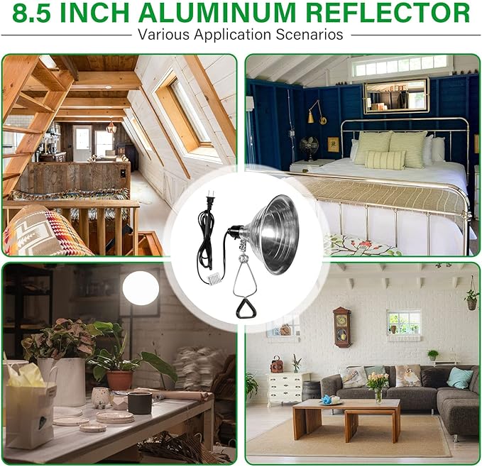Simple Deluxe Clamp Lamp Light 150 Watt with 8.5 Inch Aluminum Reflector (no Bulb Included), 6 Feet Cord, 6 Pack, Black