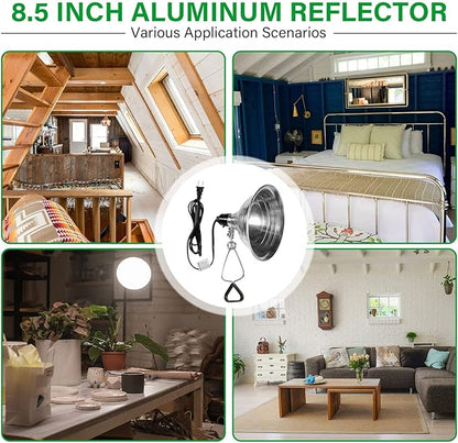 Simple Deluxe Clamp Lamp Light 150 Watt with 8.5 Inch Aluminum Reflector (no Bulb Included), 6 Feet Cord, 6 Pack, Black
