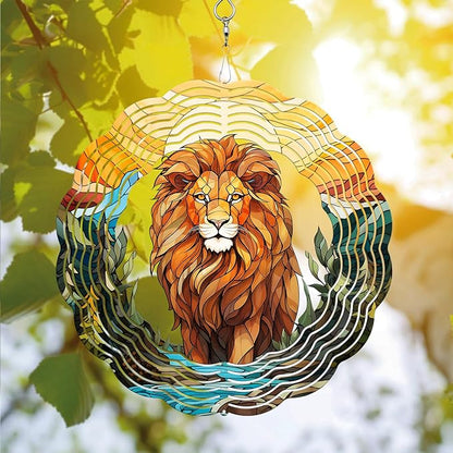 Lion Wind Spinner - Unique 3D Hanging Wind Spinner for Yard and Garden