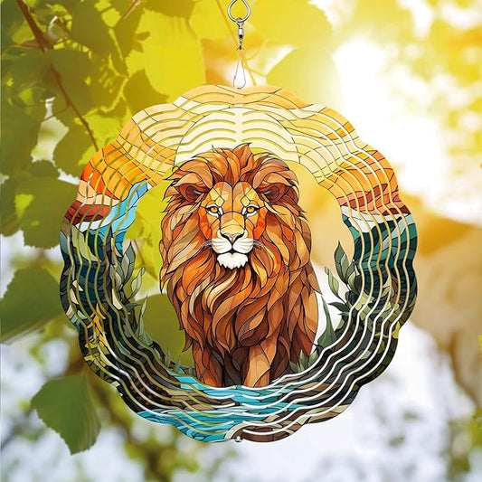 Lion Wind Spinner - Unique 3D Hanging Wind Spinner for Yard and Garden