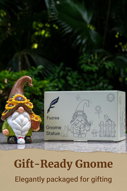 Solar Garden Gnome Statue, 7.67" Tall — Outdoor Resin Garden Statue for Yard, Backyard, Patio, Porch, Lawn; Garden Decor, Gnome Gifts, Birthday Gifts for Women