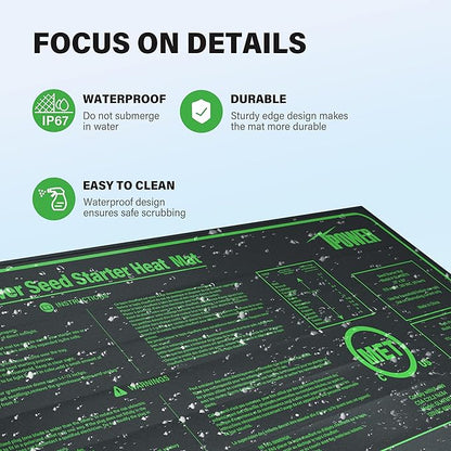 iPower 10" x 20" Waterproof Durable Seedling Heat Mat Warm Hydroponic Plant for Indoor Gardening Germination Starting, 2 Pack
