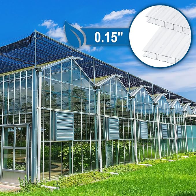 20 Pieces Set 4.4' (L) X 2' (W) Polycarbonate Greenhouse Panels, Twin-Wall Roof Panels Waterproof UV Protected Corrugated Plastic for Greenhouse, Plant Stand Roof