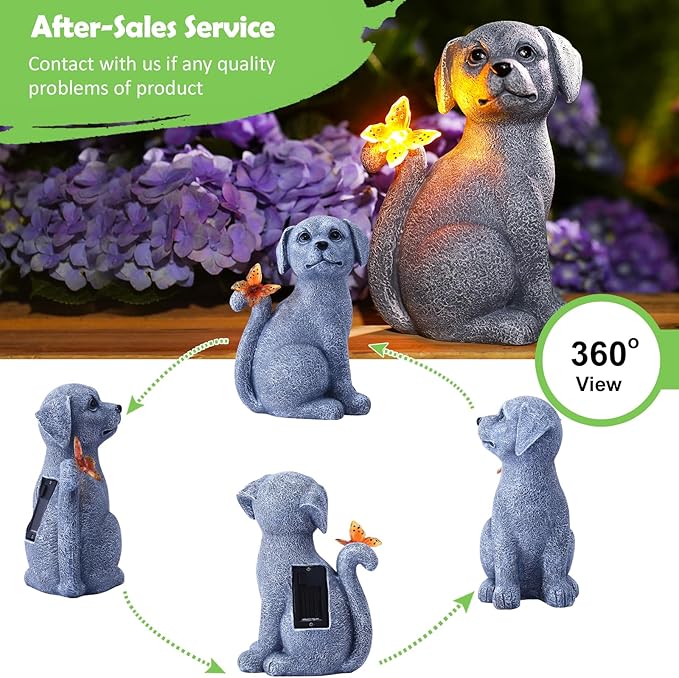 Nacome Dog Outdoor Statues for Garden: Outside Decor with Butterfly Clearance for Yard Art Lawn Ornaments Porch Patio Balcony Home House - Birthday Gifts for Grandma Mom Women
