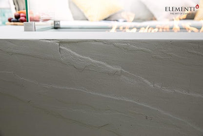 Elementi+ | Meteora Gas Fire Pit Cast Concrete 56" Rectangular Fire Table, Outdoor Fire Pit Electronic Ignition | Canvas Cover, Fire Glass and Burner Lid Included | Light Gray | Natural Gas