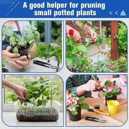 Therwen 48 Pcs 4 Inch Bonsai Pruning Scissors Thread Snips Mini Sewing Scissors U Shaped Bulk Bud and Leaves Trimmer Yarn Carbon Steel Pruners Trimmers for Gardening(Black)
