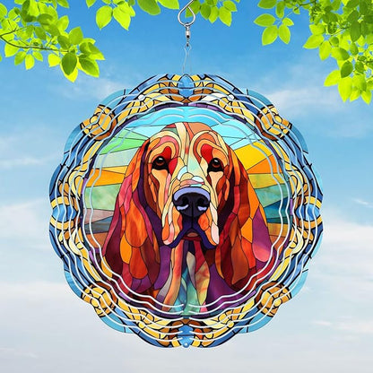Bloodhound Yard and Garden Wind Spinner, Unique 3D Hanging Bloodhound Dog Wind Spinner