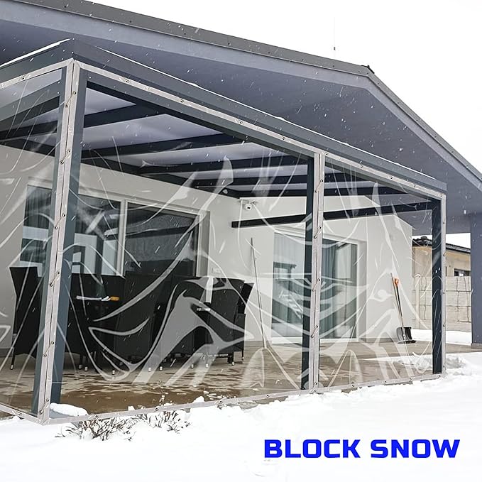 Clear Tarp 10 x10FT, 20 Mil Clear Vinyl Tarp, Small Cover Plastic Sheeting with Grommets, Double-Stitched Reinforced Edges, Heavy Duty Tarps Waterproof and Tearproof
