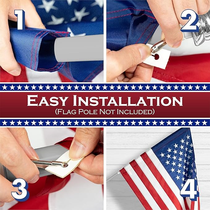 American Flag 2x3 Outdoor Sleeve, Sleeves for Flags, New 420D Polyester, Heavy Duty Durable Tear-Proof, Embroidered Stars, Sewn Stripes, UV Protection, Sleeved American Flag (Pole NOT Included)
