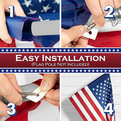 Pole Sleeve Flag 3x5 -Us Flag Sleeve,New 420D Polyester,Heavy Duty Durable TearProof, Embroidered Stars, Sewn Stripes, UV Protection,Sleeved American Flag (Pole NOT Included)