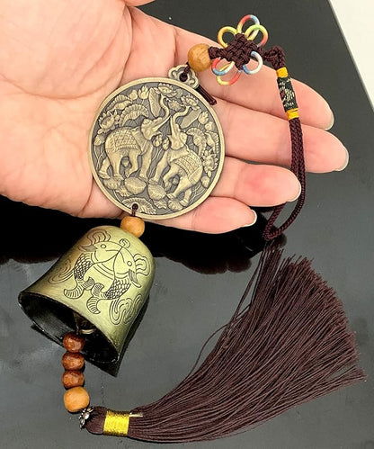 Traditional Lucky Feng Shui Wind Chime Bell Hanging Ornament Decoration for Protection Success Peace and Wealth (Elephant)
