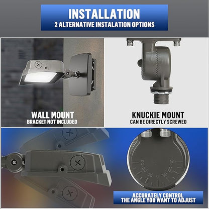 LAMPHOME LED Flood Lights Outdoor 15/20/35W and 3000/4000/5000K Adjustable 3900Lm,Dusk-to-Dawn Sensor o Dawn Flood Light for Yard, Garage, Garden,UL Listed, Includes Knuckle Mount UL Listed