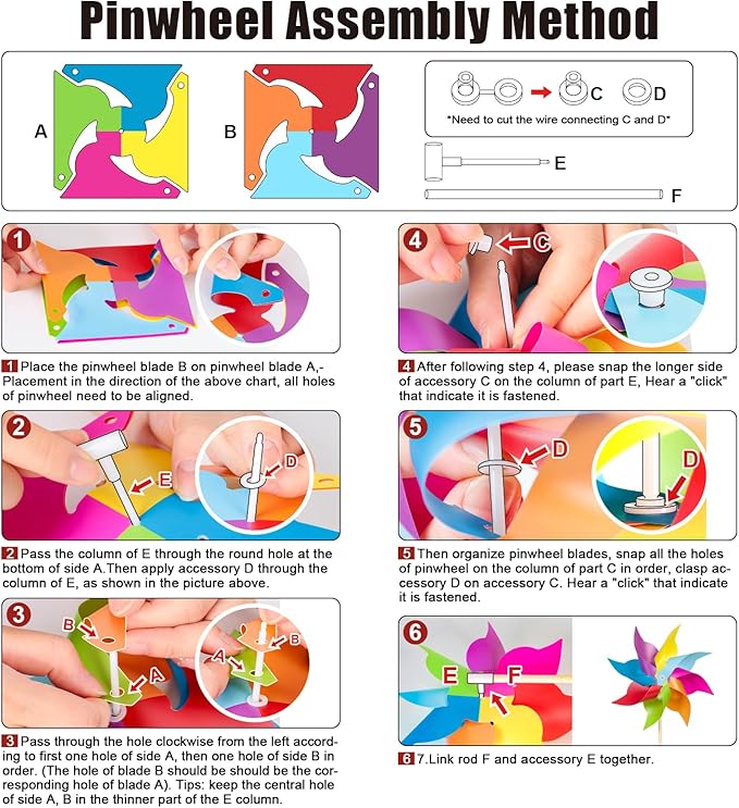 HOOSUN 12 Pack Rainbow Pinwheels for Yard and Garden,Rainbow Party Decorations for Kids, Colorful Garden Wind Spinners Outdoor Decor,Party Favors for Kids,Lawn,Yard,Patio