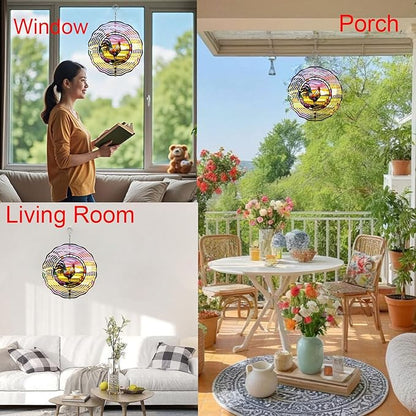 Metal Wind Spinner Outdoor Rooster Decorations Hanging, Festive Gifts for Women Mom Grandma, 25cm/ 9.84in 3D Wind Spinner for Garden Decor for Patio,Yard,Outdoor