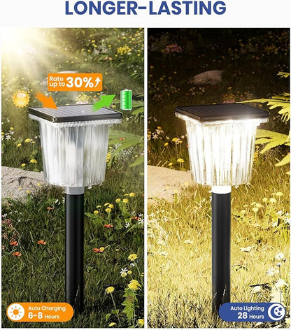 Super Bright Solar Pathway Lights Outdoor Powered,Adjustable Warm&Cool White,Waterproof IP65 Garden Decor Landscape Lighting Outside for Yard/Patio/Walkway/Driveway/Landscape (Obsidian Black, 4 Pack)