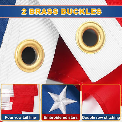 3x5 American Flag Outdoor Heavy Duty,3by 5 American Flag,US Flag,3' x 5' America Flag,America Flags For Outside 3x5,Embroidered USA Flags 3x 5,Long Lasting 3 by 5 Best High Wind all Weather US Flags