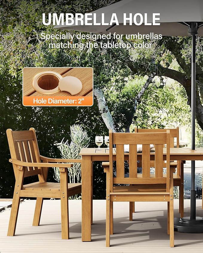 YEFU Outdoor Patio Dining Sets: All Weather 12 Piece Dining Table Set for 10 with Umbrella Hole & Aluminum Frame - Outdoor Furniture Patio 2 Table and 10 Chairs for Outside Backyard/Porch/Deck Teak