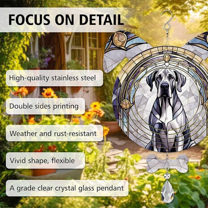Great Dane Dog Ears Wind Spinner, Great Dane Wind Spinner Hanging for Yard and Garden V02
