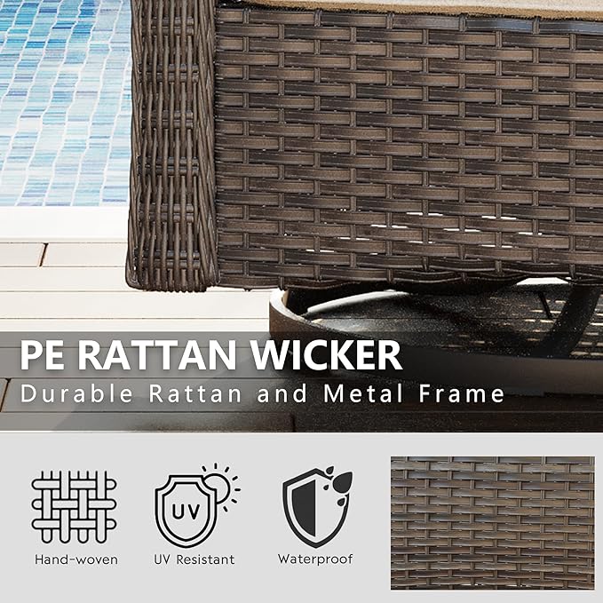 Wicker Swivel Rocking Chairs - Outdoor Brown Wicker Swivel Glider Chair Outdoor Rocking Chair with Water-Resistant Cushions, Beige