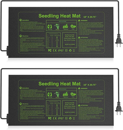 2 Pack Seedling Heat Mat 10X20.75`` Durable Waterproof Plant Heating Pad Warm Hydroponic Heating Mat for Seed Starting Germination Plant Propagation