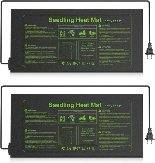 2 Pack Seedling Heat Mat 10X20.75`` Durable Waterproof Plant Heating Pad Warm Hydroponic Heating Mat for Seed Starting Germination Plant Propagation