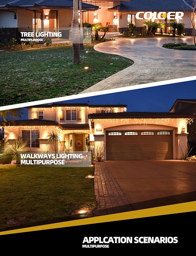 COLOER In-Ground Well Lights Large Size, LED Outdoor Low Voltage Pathway Lights, IP65 Waterproof Landscape Lighting,12-24 Volt 6W 2700K Warm White Ground Stake, 1-Pack with Bulb(302B)