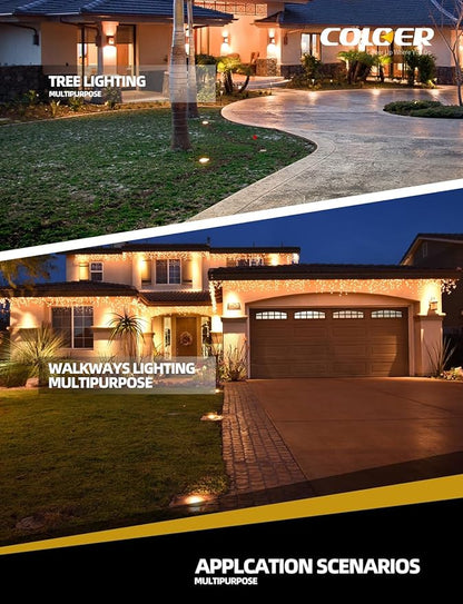 COLOER In-Ground Well Lights Large Size, LED Outdoor Low Voltage Pathway Lights, IP65 Waterproof Landscape Lighting,12-24 Volt 6W 2700K Warm White Ground Stake, 1-Pack with Bulb(302B)