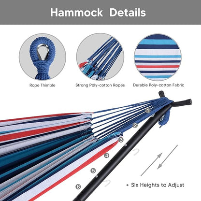 SUNCREAT 2-in-1 Convertible Portable Double Hammock with Stand Included, Outdoor Hammock and Stand, Patent Pending, Sea Blue
