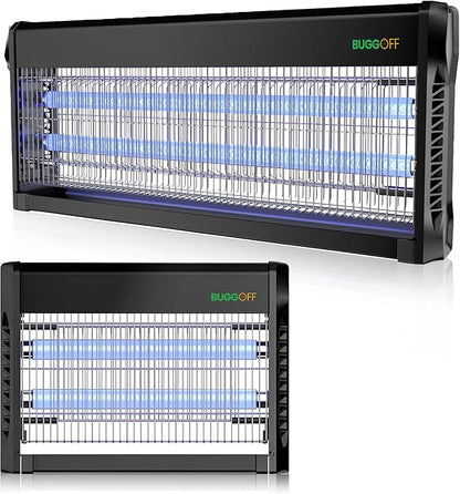 BUGGOFF Indoor Black Modern Electric Bug Zapper, 800 SQFT Coverage, 3500 Volts of Stunning Power, 20 Watts, Kills Mosquitos Gnats, Flys & More. 10 Year Warranty, X2 Free Repalcment Bulbs