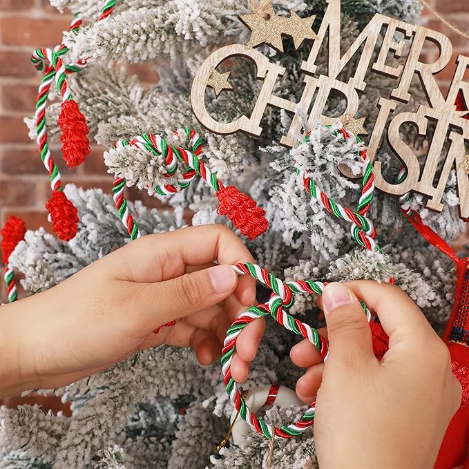 Shappy 12 Pieces Christmas Garland Banister Ties Christmas Decorative Reusable and Flexible Twist Ties for Garland, Banister Home Decoration (Red White Green)